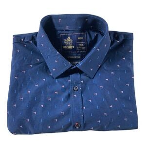 Ralph Lauren Rugby University Med Flag Print Short Sleeve Button Down Shirt Mens
